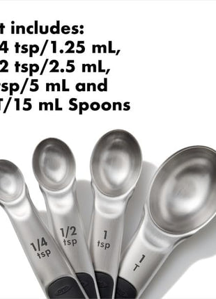 OXO Good Grips 4 Piece Stainless Steel Measuring Spoons with Magnetic Snaps