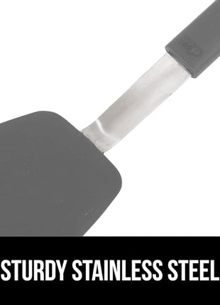 GORILLA GRIP Patented BPA-Free Non-Scratch Spatula, 2 Pack, Heat Resistant Flexible Silicone Head for Nonstick Cooking Pans, Soft Rubber Handle, Kitchen Spatulas for Flipping Eggs, Pancakes, Gray