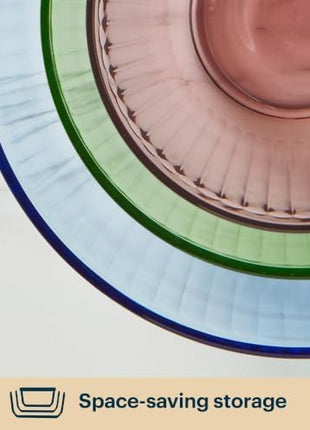 Pyrex Colors Tinted (3-Pack) Sculpted Tinted Unlidded Small/Medium/Large Glass Mixing Bowls, Nesting Space Saving Set of Bowls For Prepping and Baking, 1.3QT, 2.3QT & 4.5QT