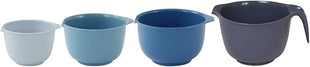 Glad Mixing Bowls with Pour Spout, Set of 4 - Nesting Plastic Bowls (1.2qt, 1.9qt, 2.8qt, and 3qt with Handle) - Non Slip Base, Dishwasher Safe Kitchen Cooking and Baking Supplies, Blue