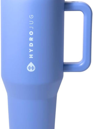HydroJug Traveler - 32 oz Water Bottle with Handle & Flip Straw - Fits in Cup Holder, Leak Resistant Tumbler-Reusable Insulated Stainless Steel & Rubber Base - Gifts for Women & Men, Light Blue