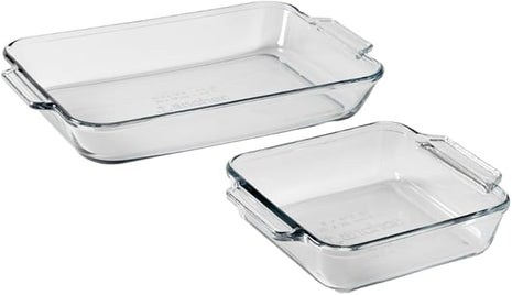 Anchor Hocking Oven Basics Cake Dish & 3 Quart Baking Dish Value Pack – Tempered Glass for Even Baking, Oven Safe, Microwave Safe, Made in USA
