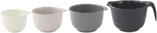 Glad Mixing Bowls with Pour Spout, Set of 4 - Nesting Plastic Bowls (1.2qt, 1.9qt, 2.8qt, and 3qt with Handle) - Non Slip Base, Dishwasher Safe Kitchen Cooking and Baking Supplies, Grey