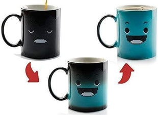 InGwest Color Changing Coffee Mug – 11oz Ceramic Heat Sensitive Cup with Funny Smile – Great for Morning Coffee or Gift