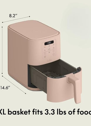 bella 4Qt Slim Air Fryer, Fits-anywhere™ Kitchenware, EverGood™ Ceramic Nonstick Coating, Adjustable Temperature, 6 Preset Cooking Options, 60 Min Auto Shutoff w Audible Tone, 3.3lb Capacity, Blossom