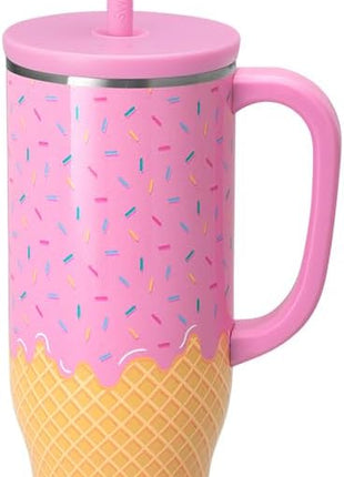 Swig Life 30oz Mega Mug, 30oz Tumbler with Handle and Straw, Large Insulated Tumblers, Cup Holder Friendly Travel Mug, Stainless Steel 30 oz Tumbler, Reusable Water Bottle (Scoop There It Is)