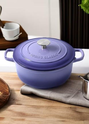 Enameled Cast Iron Duch Oven, 5.5 Quart Round Dutch Ovens Pot with Lid, Dual Handle for Bread Baking, Purple