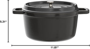 STAUB Cast Iron Dutch Oven 5.5-qt Round Cocotte, Made in France, Serves 5-6, Black Matte