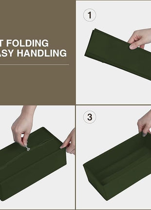 DIMJ Drawer Organizers Clothes, Set of 12 Dresser Organizer Bins, Fabric Closet Organizers and Storage, Shallow Drawer Dividers for Nursery, Clothing, Baby Clothes, Socks, Underwears, Tie (Green)