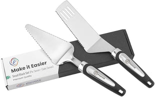 Pie Server Spatula and Cake Slicer Set with Luxury Gift Box, Black Stainless Steel Set - Kitchen Essentials for Cutting & Serving Desserts, Lasagna-Great for Anniversary, Christmas Spatula pie gadgets