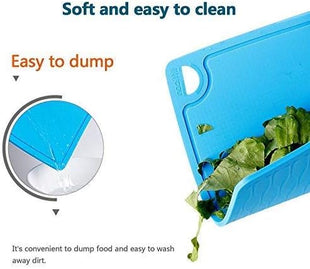 Liflicon Extra Large Thick Silicone Cutting Boards for Kitchen 14.6'' x 10.43'' Flexible Cutting Chopping Boards/Mats Non-slip Deep Drip Juice Groove, Dishwasher Safe-Blue