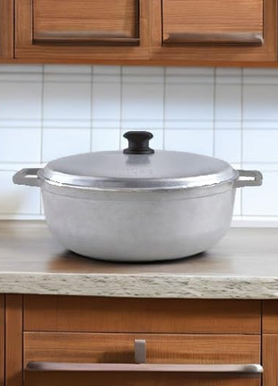 IMUSA 7.5 Quart Traditional Natural Made in Colombia Caldero with Lid for Cooking and Serving,Silver