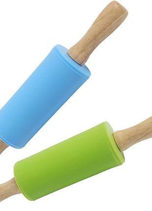 Koogel 2PCS Small Rolling Pin, 9 Inch Kids Rolling Pin for Baking Supplies, Playdough, Wooden Handle Dough Rollers