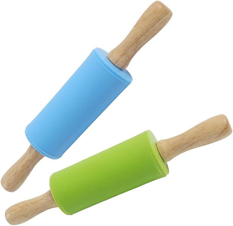 Koogel 2PCS Small Rolling Pin, 9 Inch Kids Rolling Pin for Baking Supplies, Playdough, Wooden Handle Dough Rollers