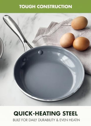 GreenPan Swift Healthy Ceramic Nonstick, 10" Frying Pan Skillet, Stainless Steel Handle, PFAS-Free, Dishwasher Safe, Oven Safe, Black