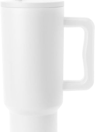 Simple Modern 40 oz Trek Tumbler with Handle and Straw Lid | Cup Holder Friendly Insulated Stainless Steel Travel Mug | Winter White