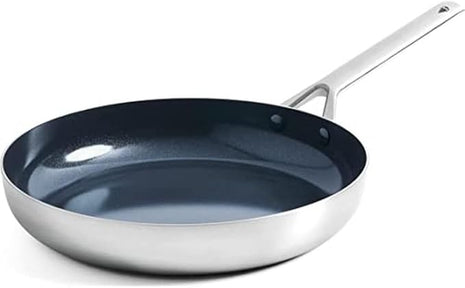 Blue Diamond Cookware Tri-Ply Stainless Steel Ceramic Nonstick, 11" Frying Pan Skillet, PFAS-Free, Multi Clad, Induction, Dishwasher Safe, Oven Safe, Silver