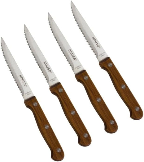 IMUSA 4pc Stainless Steel Steak Knife Set with Wood Handle