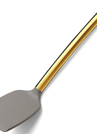 Berglander Non-stick Silicone Solid Turner, Titanium Gold Plating handle, Barbecue Spatula for Cooking, Dishwasher Safe, Easy to Clean
