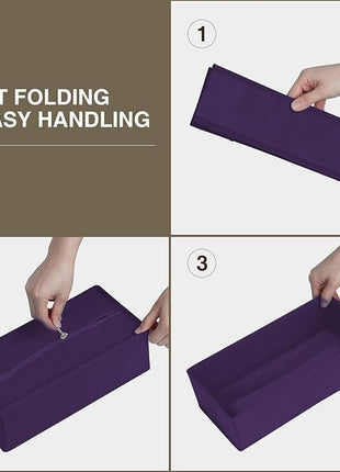 DIMJ Drawer Organizers Clothes, Set of 12 Dresser Organizer Bins, Fabric Closet Organizers and Storage, Shallow Drawer Dividers for Nursery, Clothing, Baby Clothes, Socks, Underwears, Tie (Purple)