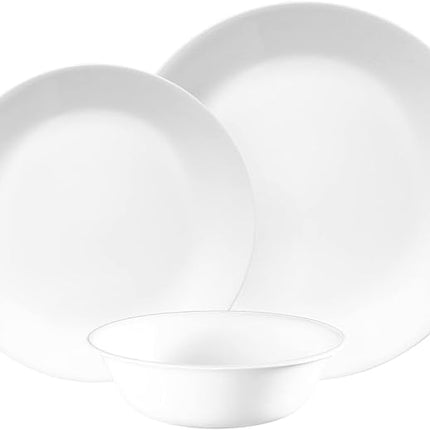Corelle Dinnerware Set (12pc Set, Winter Frost White)-Dinner Set for 4 | 4 x Dinner Plates, Side Plates & Bowls