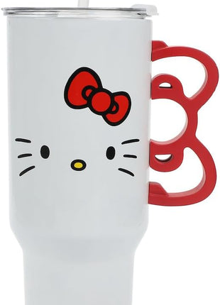 Bioworld Hello Kitty 40 Oz Stainless Steel Tumbler With Sculpted Bow Handle
