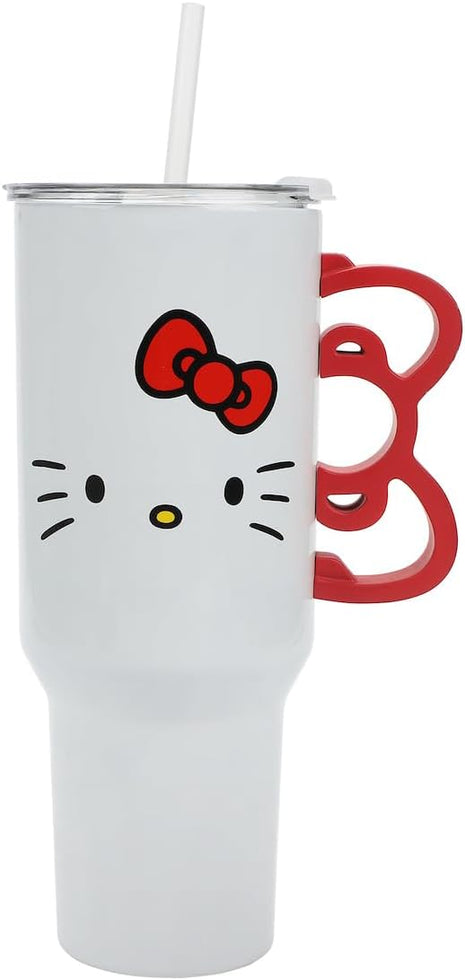 Bioworld Hello Kitty 40 Oz Stainless Steel Tumbler With Sculpted Bow Handle