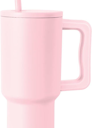 Simple Modern 30 oz Trek Tumbler with Handle and Straw Lid | Cup Holder Friendly Insulated Stainless Steel Travel Mug | Blush