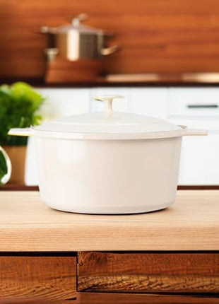 Gotham Steel 5 Qt Dutch Oven Pot with Lid, Nonstick Ceramic Dutch Oven Stock Pot, 10 in 1 Cooking Pots & Dutch Ovens for Bread Baking, Lightweight Oven & Dishwasher Safe – Cream