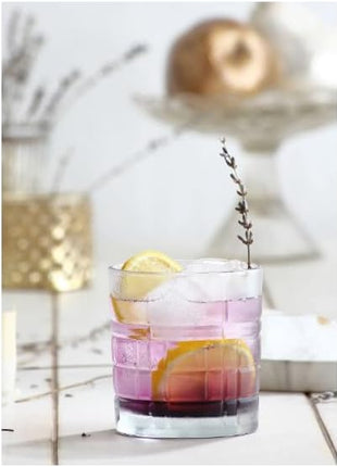 LAV Old Fashioned Whiskey Glass Set with Linear Nuances | Set of 4 x 11 oz | Brit Glasses, Bourbon, Scotch, Cocktails, Liquor | Crystal Whiskey, Bistro, Short Drink, Rock Glass, Bar | Dishwasher Safe