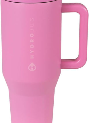 HydroJug Traveler - 40 oz Water Bottle with Handle & Flip Straw - Fits in Cup Holder, Leak Resistant Tumbler-Reusable Insulated Stainless Steel & Rubber Base - Gifts for Women & Men, Taffy