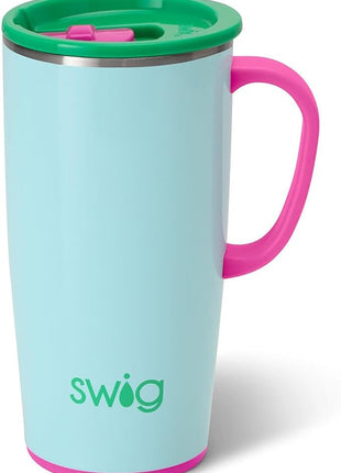 Swig Life 22oz Travel Mug, Insulated Tumbler with Handle and Lid, Cup Holder Friendly, Dishwasher Safe, Stainless Steel, Travel Coffee Cup, Insulated Mug with Lid (Prep Rally)