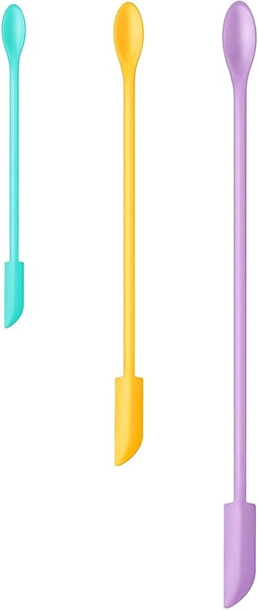 Silicone Spatula Set (3Pcs) - Mini Scraper Tool for Beauty & Food - Reach Every Last Drop, Multi-Size Spatulas for Makeup Jars, Lotion Bottles & Kitchen Containers