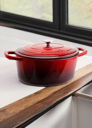 Crock-Pot Artisan Oval Enameled Cast Iron Dutch Oven, 7-Quart, Scarlet Red