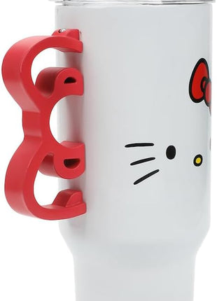 Bioworld Hello Kitty 40 Oz Stainless Steel Tumbler With Sculpted Bow Handle