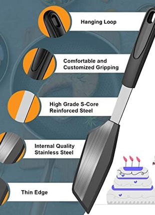 Silicone Spatulas, Offset Spatulas, Waterproof Mixer GEEKHOM 600F Heat Resistant Extra Large and Wide Flexible Spatulas Rubber Turners,1 PACK LONG Kitchen Cooking Utensils Set for Pancake