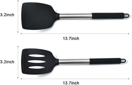 2Pack Small Silicone Turner High Heat Resistant Slotted Spatula for Fish, Eggs, Pancakes and More (Set of 2, Red2)