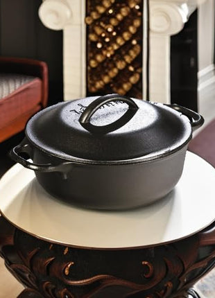 Lodge 2 Quart Pre-Seasoned Cast Iron Dutch Oven with Lid - Dual Handles - Use in the Oven, on the Stove, on the Grill or over the Campfire - Black