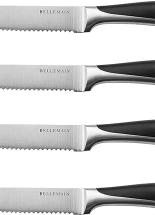Bellemain Premium Steak Knives Set of 4, Kitchen Knife Sets with Steel Blades for Precise Cutting, Lightweight Steak Knife Set Stainless Steel & Durable, Serrated Steak Knives Dishwasher Safe