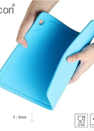 Liflicon Extra Large Thick Silicone Cutting Boards for Kitchen 14.6'' x 10.43'' Flexible Cutting Chopping Boards/Mats Non-slip Deep Drip Juice Groove, Dishwasher Safe-Blue