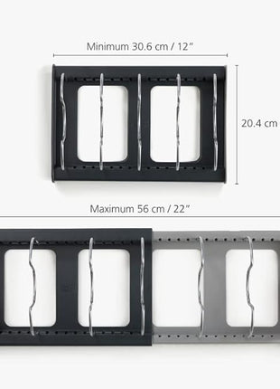 Joseph Joseph DrawerStore Expanding Cookware Organizer, Space saving storage for pan lids, baking trays - Grey