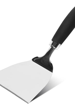 Professional Wide Turner 9.5 Inch Stainless Steel Spatula for Cast Iron, Griddle and Grill Cooking, Barbecue Hamburger Metal Kitchen Utensil, Dishwasher Safe