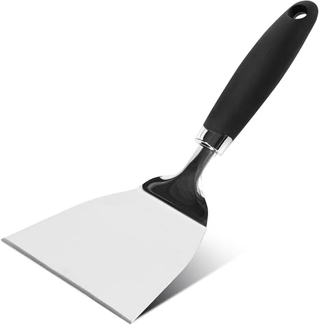 Professional Wide Turner 9.5 Inch Stainless Steel Spatula for Cast Iron, Griddle and Grill Cooking, Barbecue Hamburger Metal Kitchen Utensil, Dishwasher Safe
