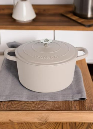 Crock-Pot Artisan 5-Quart Round Cast Iron Dutch Oven with Lid – Matte Dusty Pink, Durable Oven Safe Cookware