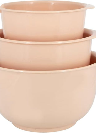 GLAD Mixing Bowls with Pour Spout| Nesting Design Saves Space | Non-Slip, BPA Free, Dishwasher Safe Plastic | Kitchen Cooking and Baking Supplies, Blush, 3 piece set