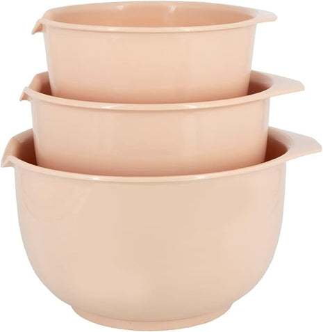 GLAD Mixing Bowls with Pour Spout| Nesting Design Saves Space | Non-Slip, BPA Free, Dishwasher Safe Plastic | Kitchen Cooking and Baking Supplies, Blush, 3 piece set