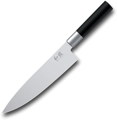 Kai Wasabi Chef's Knife 8”, Thin, Light Kitchen Knife, Ideal For All-Around Food Preparation, Hand-Sharpened Japanese Knife, Perfect For Fruit, Vegetables, And More,Black