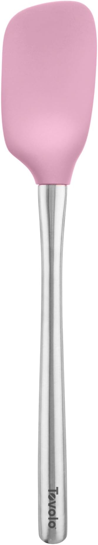 Tovolo Spoon Spatula Spoonula with Stainless Steel Handle Ergonomic Grip Pink Sorbet, Silicone Scoopula Kitchen Utensil Non Scratch Easy Clean Dishwasher Safe Heat Resistant Flex Core Scoop Spatula