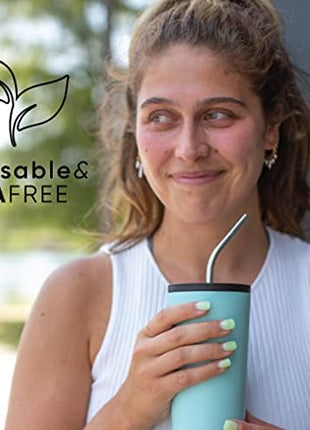 Simple Modern Stainless Steel Reusable Straws | Toxin Free and Waste Reducing Straw for Tumblers and Travel Mugs | Classic Collection | 4 Count (Pack of 1) | Stainless Steel