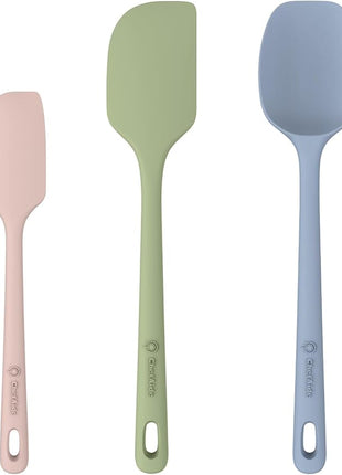 3 Pieces Silicone Spatula Set, Food Grade Rubber Spatula, Upgrade Strong Handle with Ergonomic Grip, Heat Resistant for Nonstick Cookware, Cooking Mix